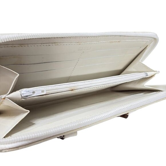 Auth GUCCI Bamboo - Cream White Dark Brown Nylon Patent Leather - Picture 4 of 6